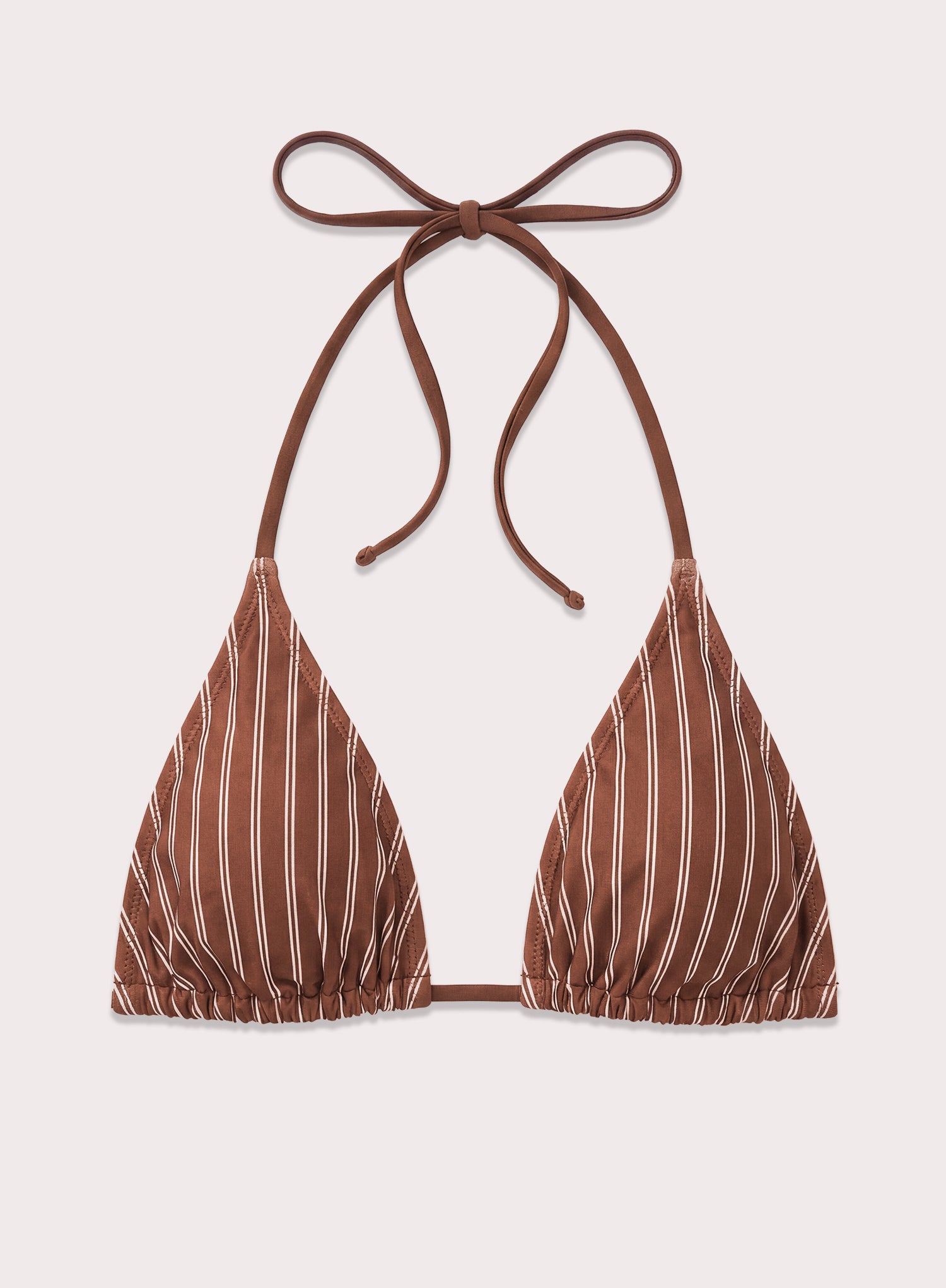 Chocolate Stripe Triangle Bikini Top